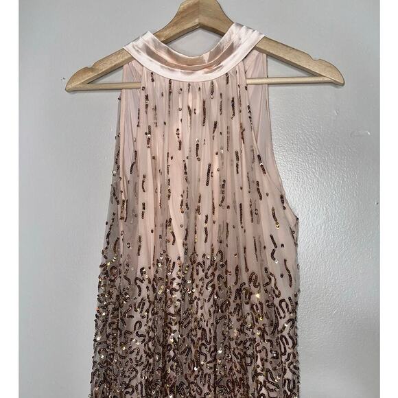 Alice + Olivia Zenon Cape Mini Dress Sequin-Embellished Rose Gold Size US 2 - Picture 4 of 10